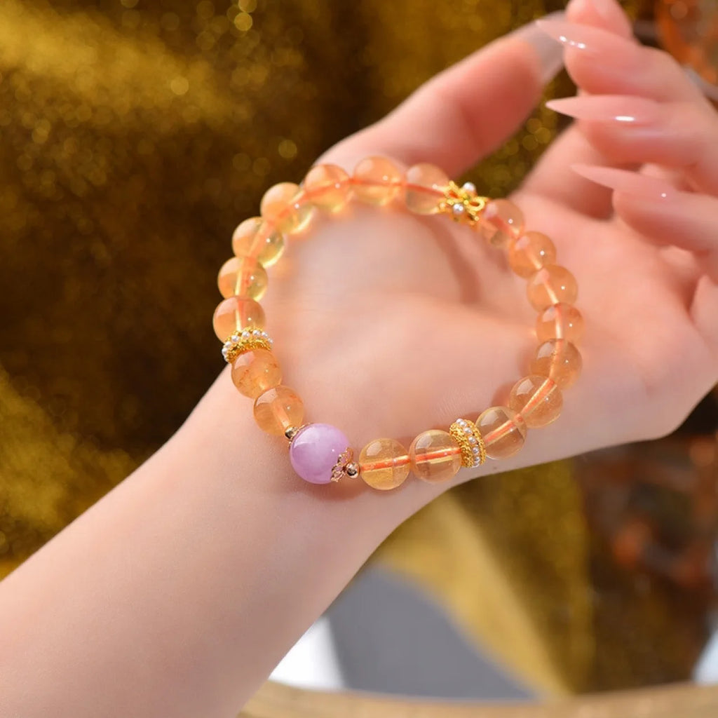 Yellow Fluorite Purple Lithium Hui Bracelet Women's Light Luxury Fashion Lucky Bracelet, Gift