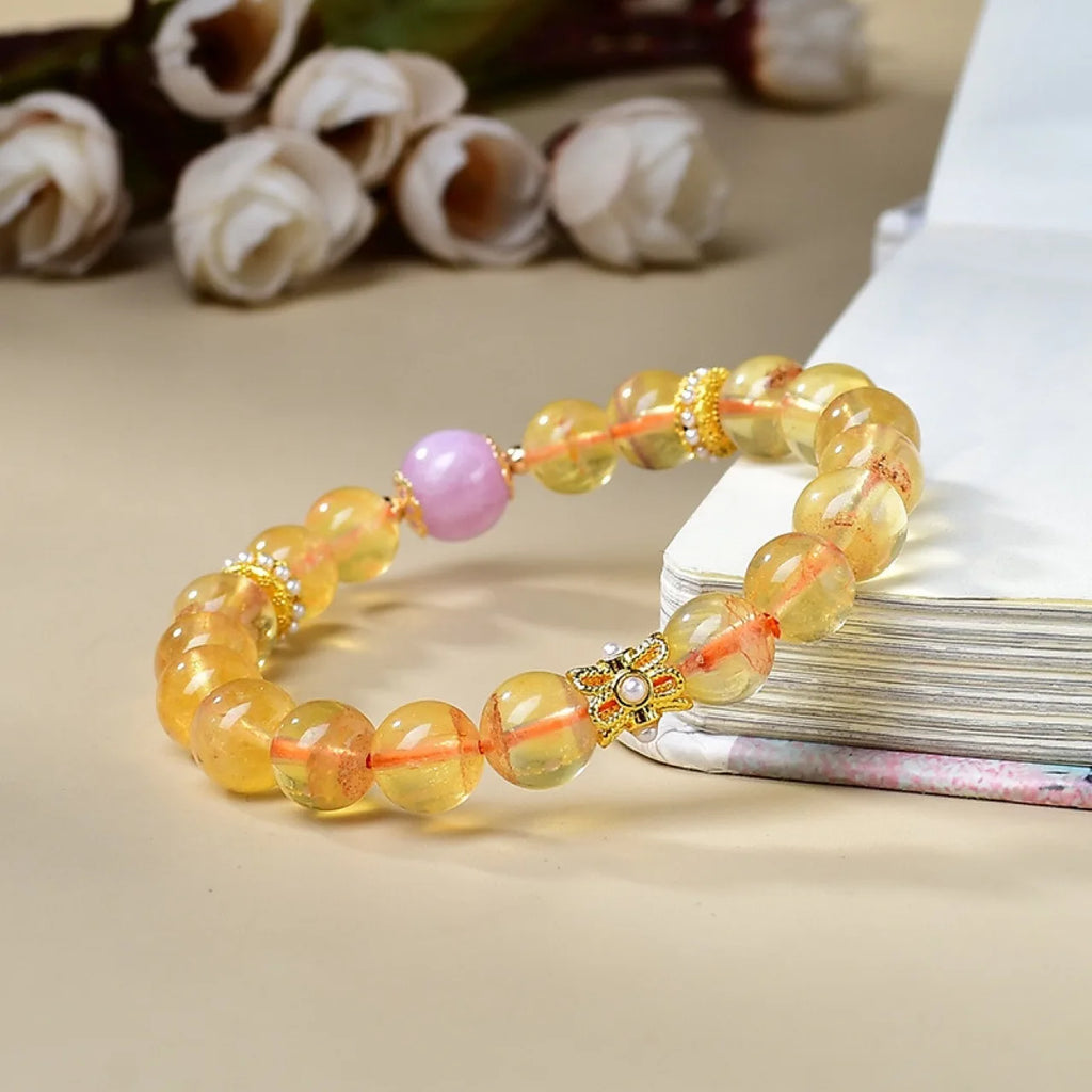 Yellow Fluorite Purple Lithium Hui Bracelet Women's Light Luxury Fashion Lucky Bracelet, Gift